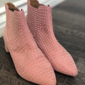 Topshop Blush Pink Gold Studded Booties